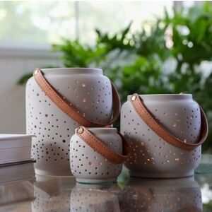 Organic Neutral Candle Holder Set of 3,Ceramic Porcelain, Vase, Home Shelf Decor